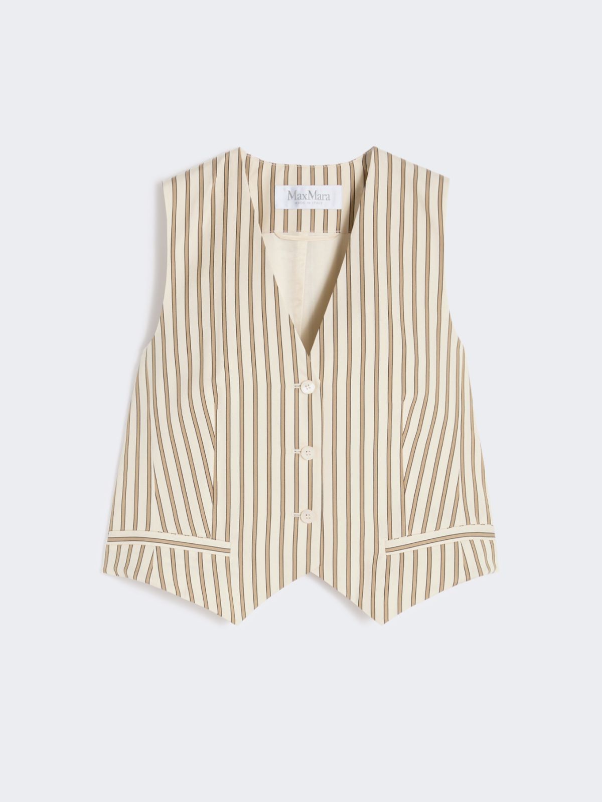 Striped cotton and silk canvas gilet - BEIGE - Max Mara - 5