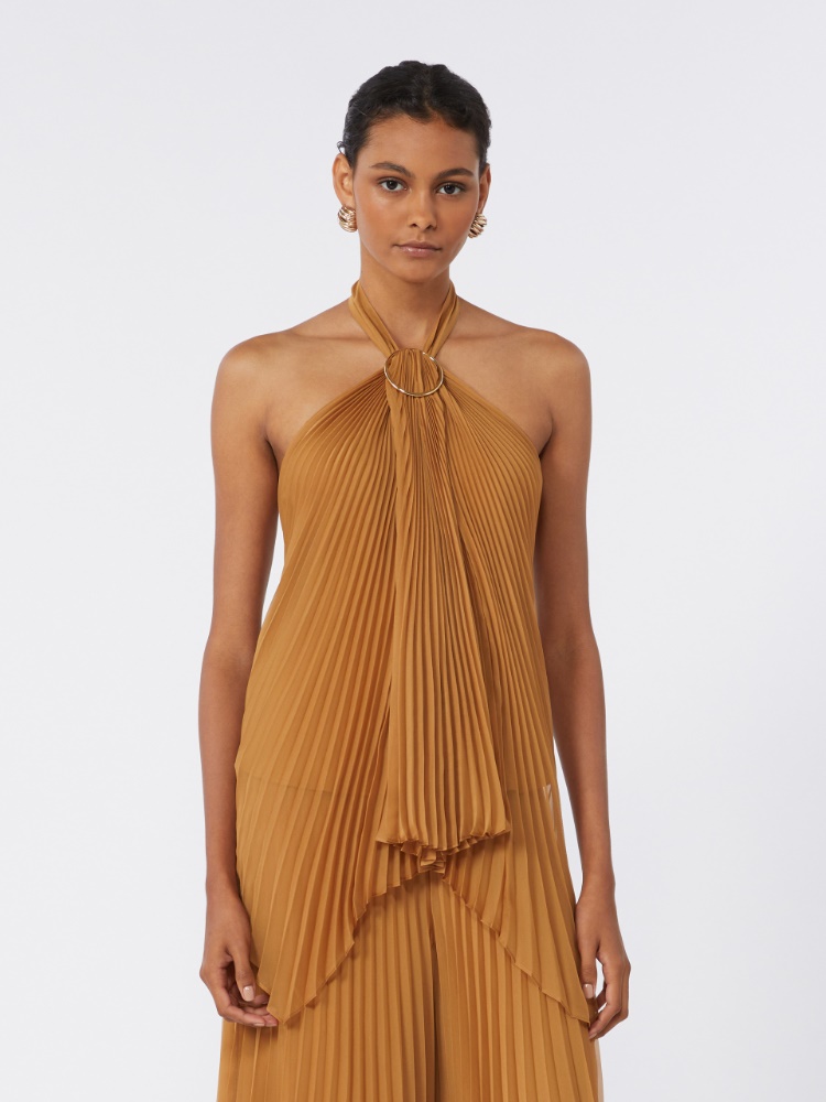Haut plissé en mousseline - CARAMEL - 2