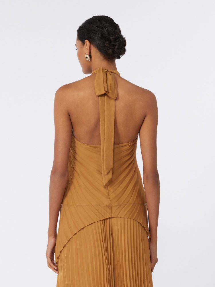 Haut plissé en mousseline - CARAMEL - 3