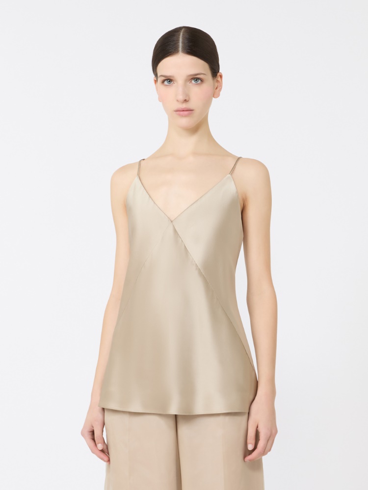 Silk satin top - SAND - 2