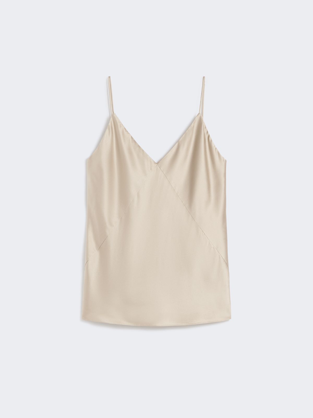 Silk satin top - SAND - 4