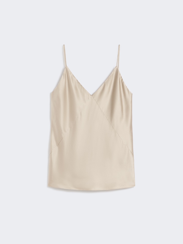 Silk satin top - SAND - 4