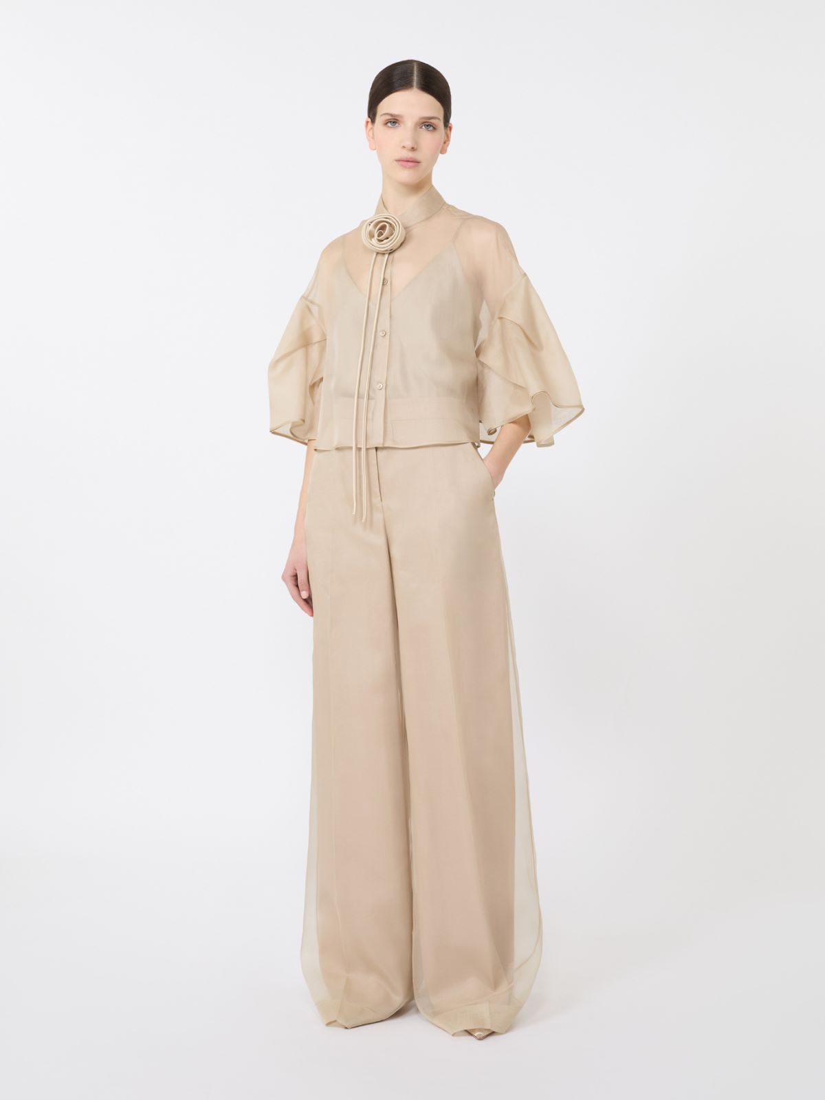 Silk satin top - SAND