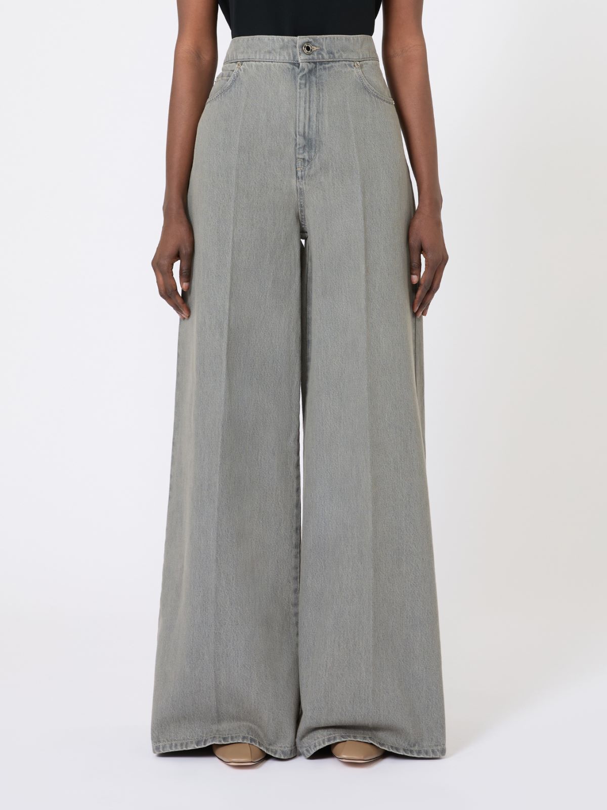 Denim wide-leg trousers - BLACK - Max Mara - 5