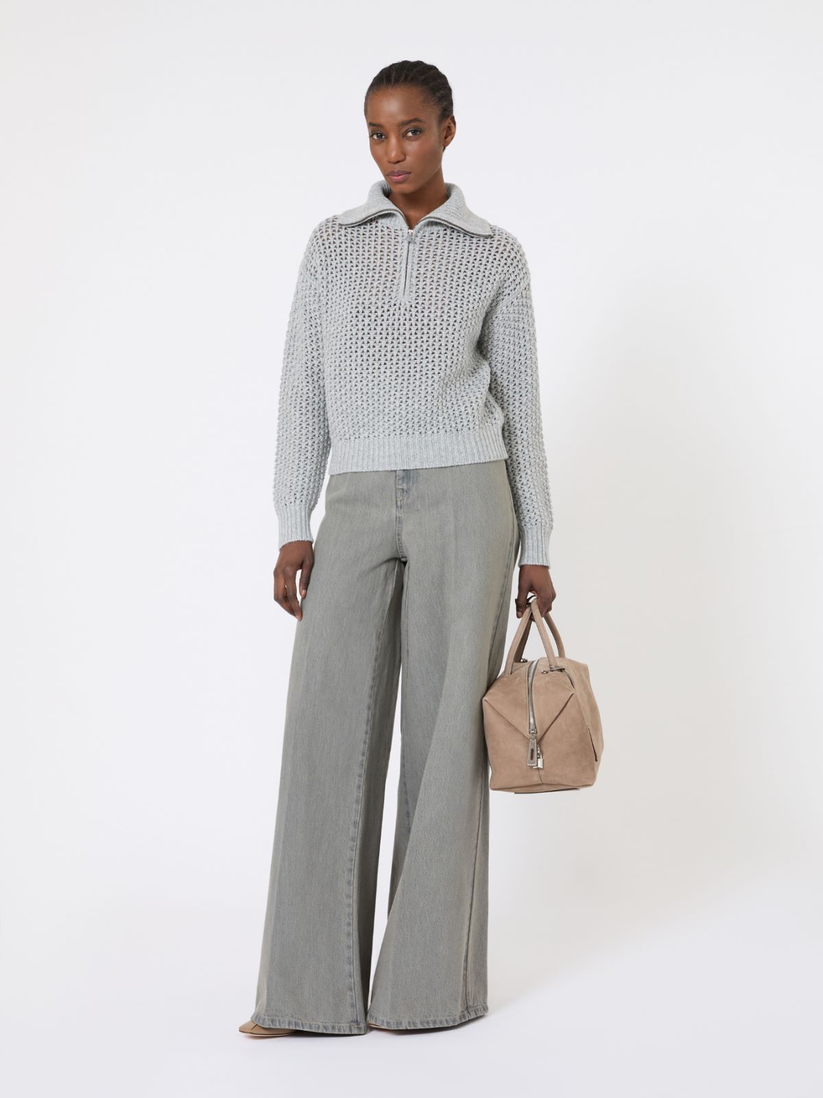 Denim wide-leg trousers - BLACK - Max Mara - 5