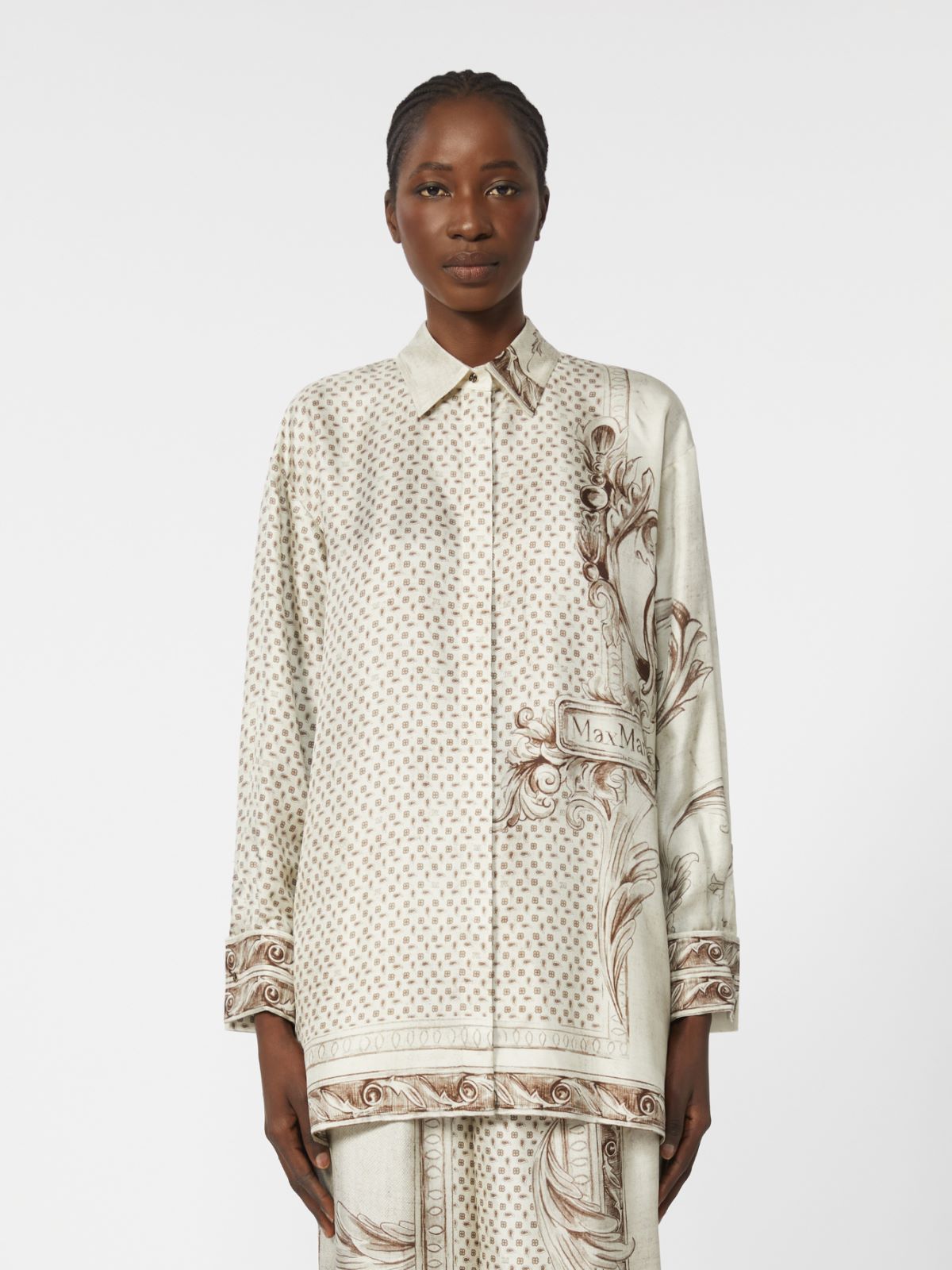 Printed silk twill shirt - IVORY - Max Mara - 5