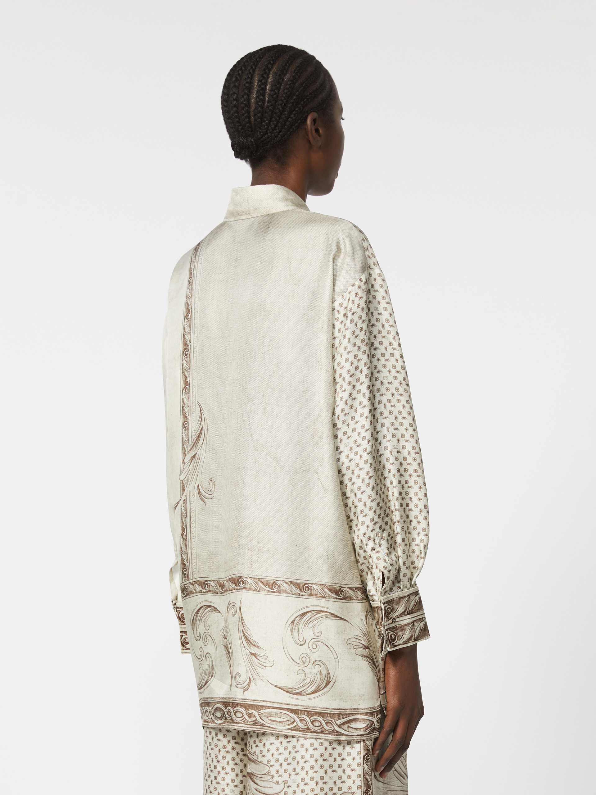 Printed silk twill shirt - IVORY - Max Mara - 3