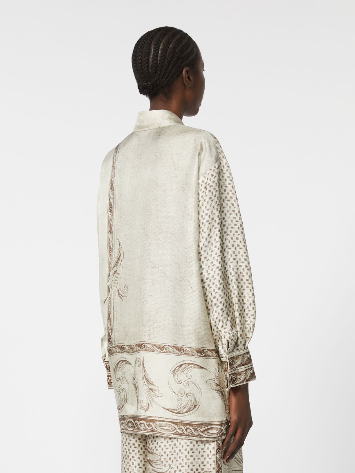 Printed silk twill shirt - IVORY - Max Mara - 5