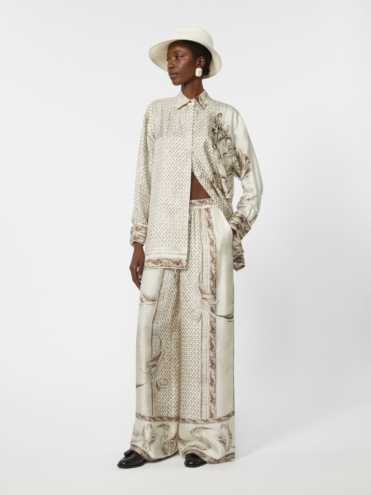 Printed silk twill shirt + IVORY - Max Mara
