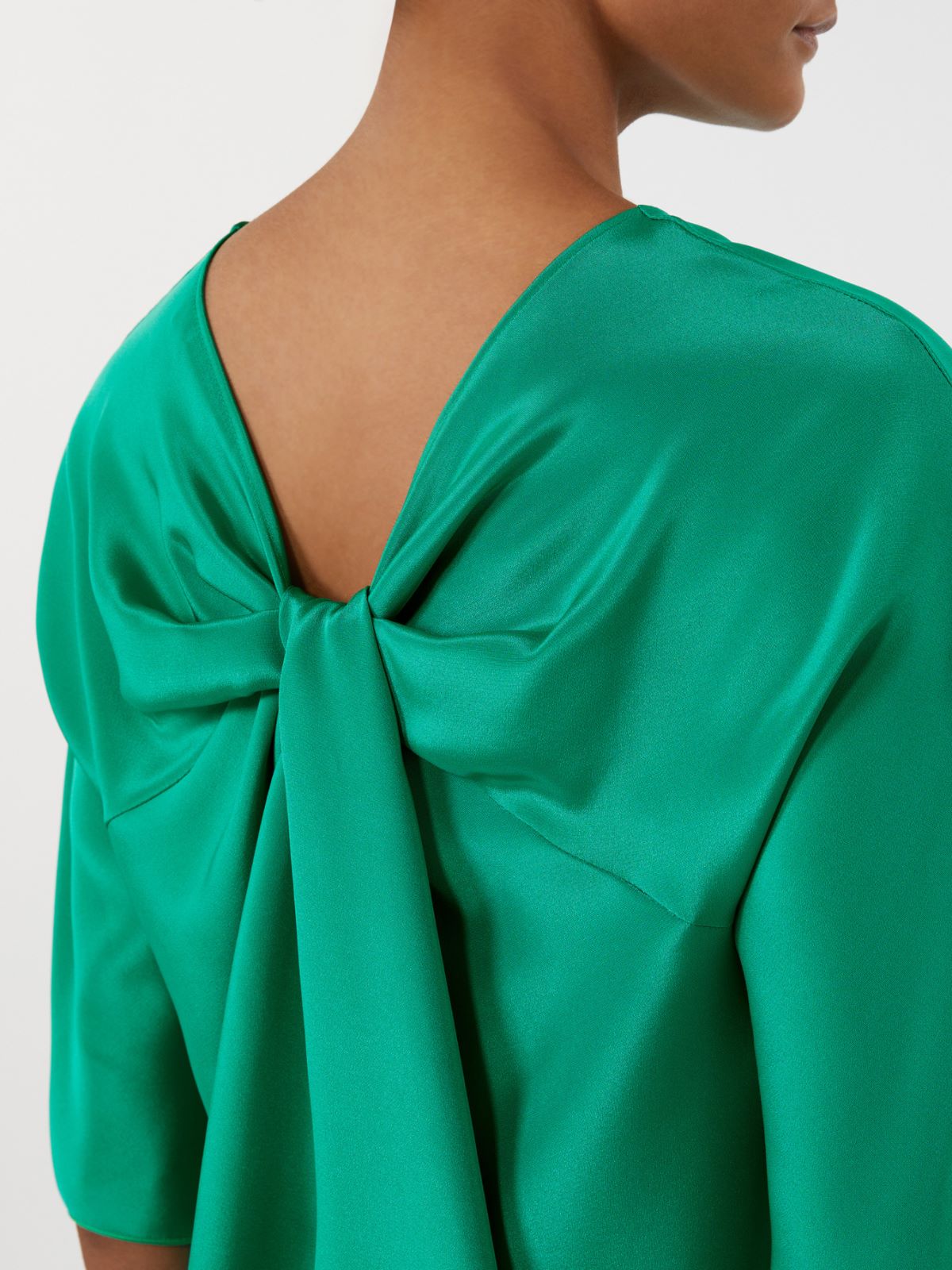 Bluzka z krepdeszynu jedwabnego - ZIELONY - 4