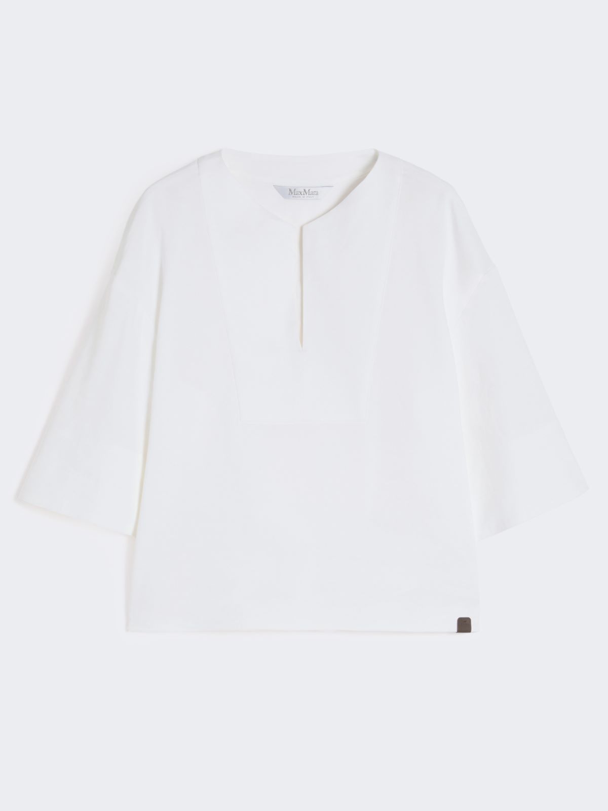 Linen and viscose canvas blouse - OPTICAL WHITE - 5