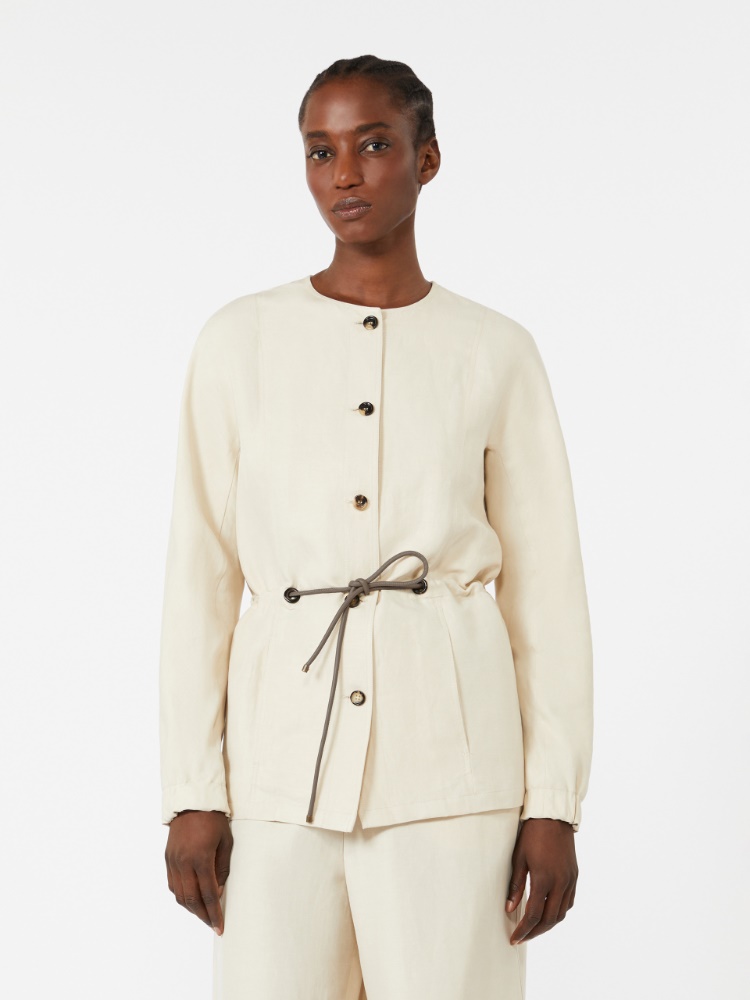Camicia in lino e seta - BEIGE - 2