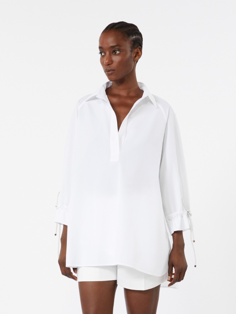 Blusa in popeline di cotone - BIANCO OTTICO - Max Mara - 2