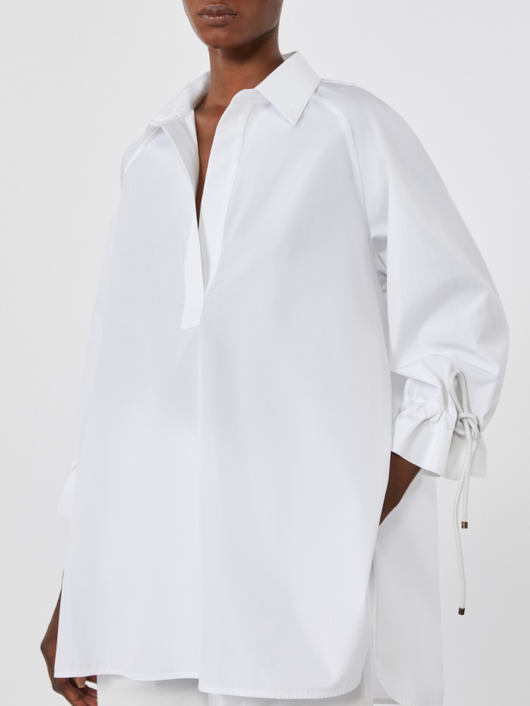 Blusa in popeline di cotone - BIANCO OTTICO - Max Mara - 4