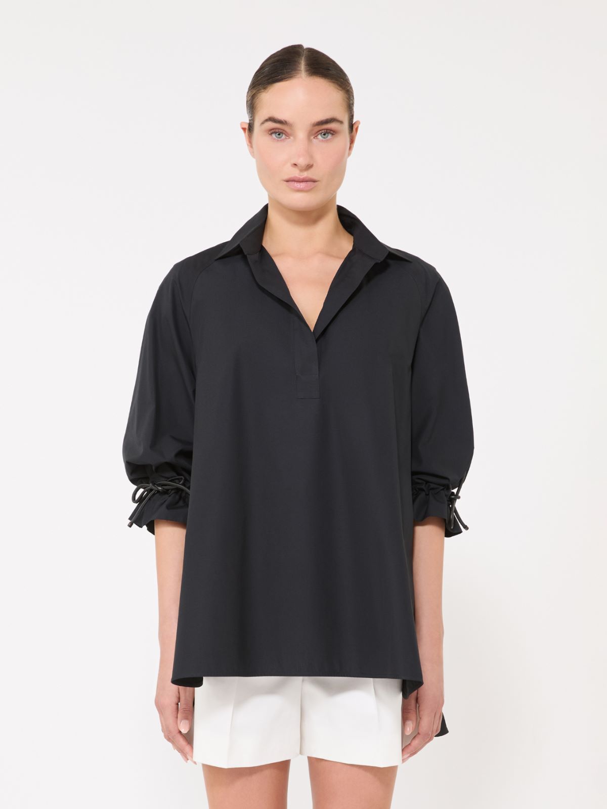 아도르니 코튼 블라우스 - BLACK - 2