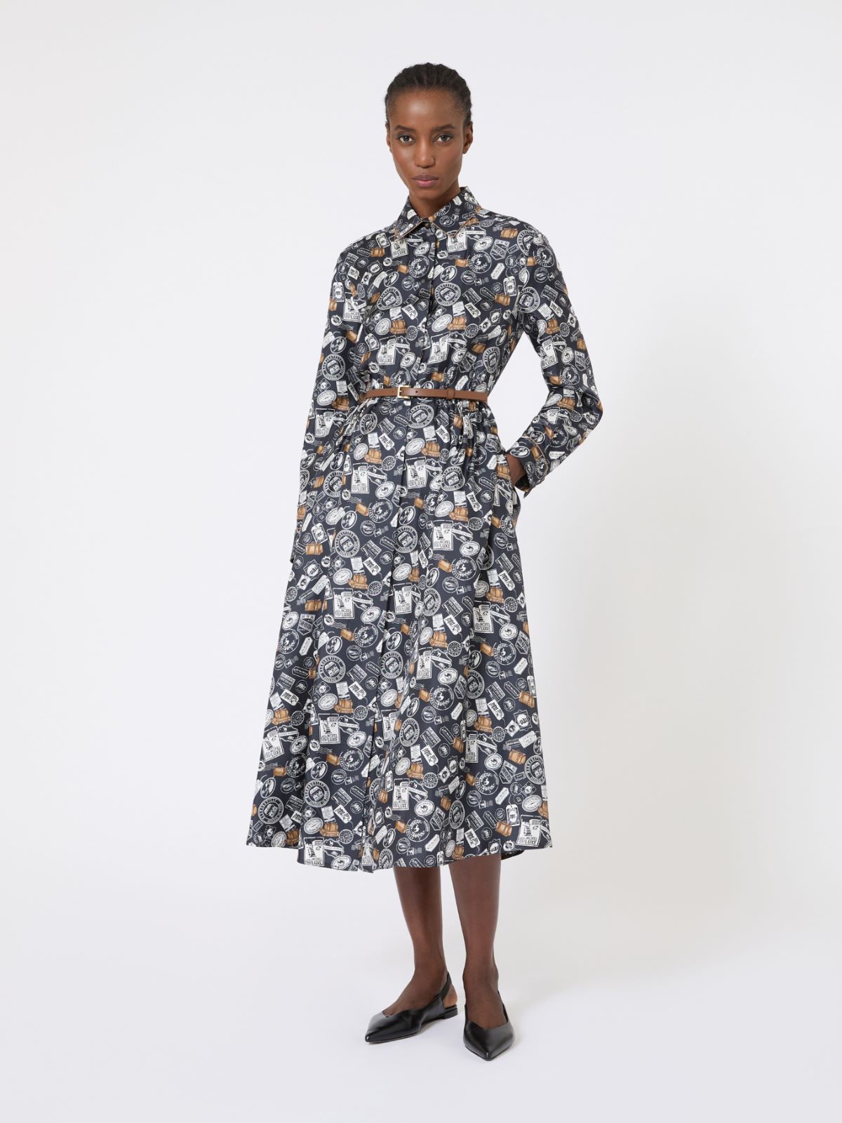 Printed silk shirt dress - ULTRAMARINE - Max Mara - 4