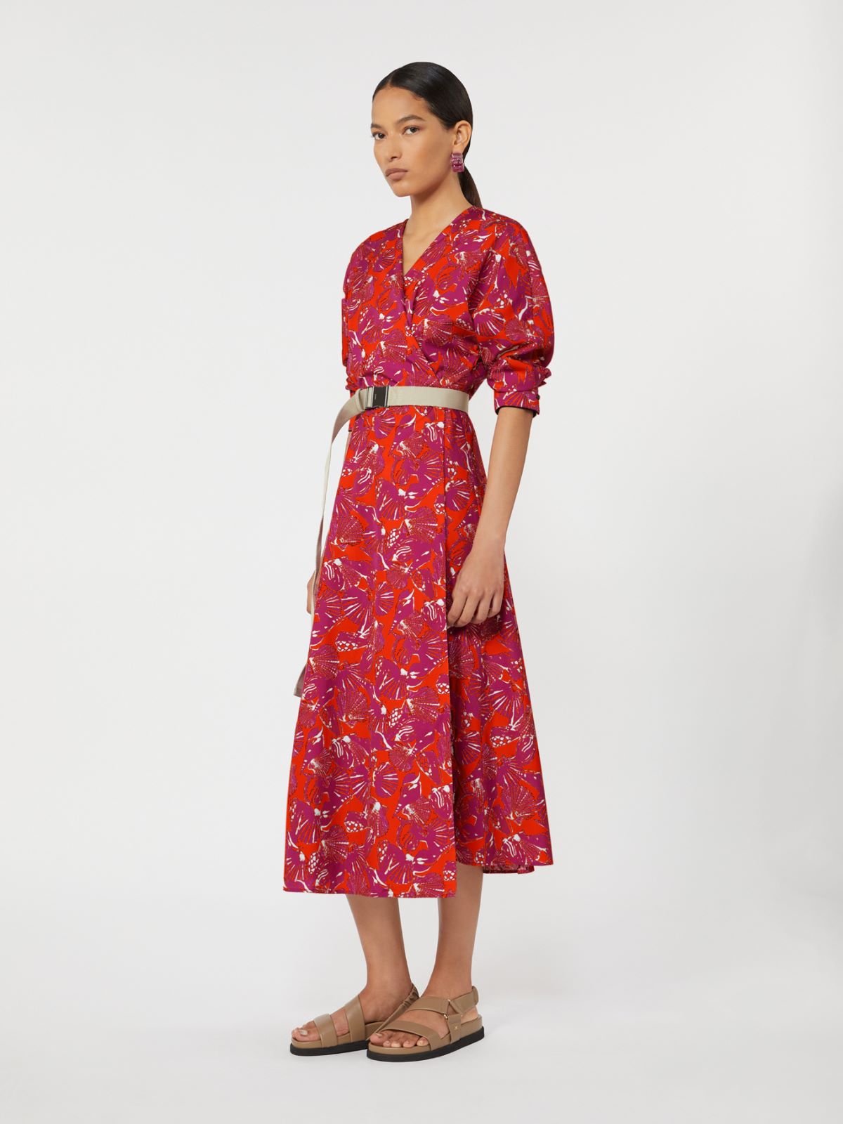 Printed poplin dress - CORAL - Max Mara