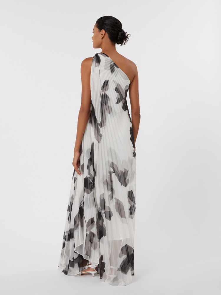 Abito monospalla in chiffon stampato - BIANCO - Max Mara - 3