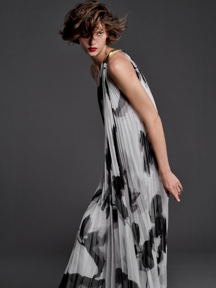 Abito monospalla in chiffon stampato + BIANCO - Max Mara