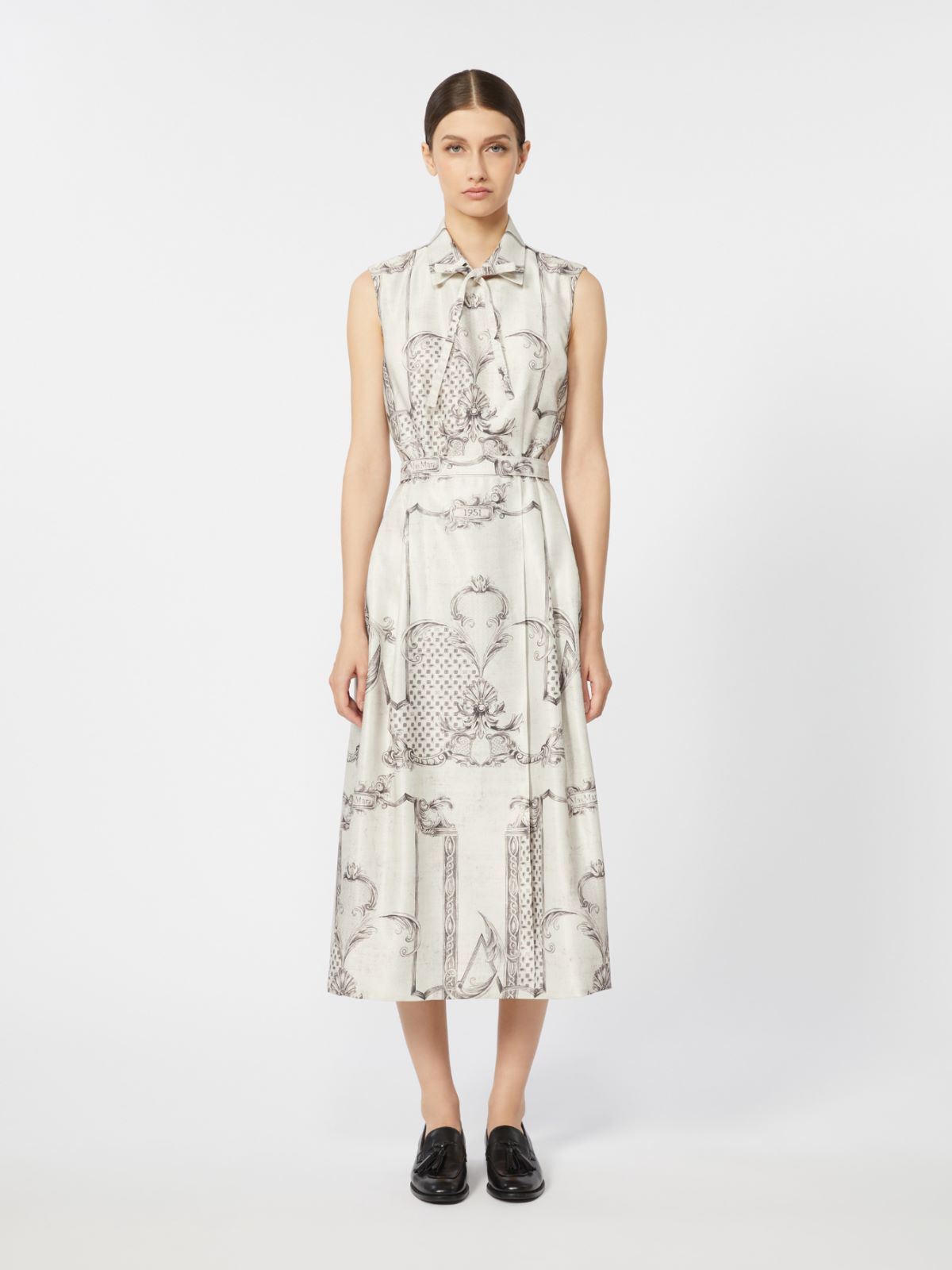 Printed Mikado shirt dress - IVORY - Max Mara - 5