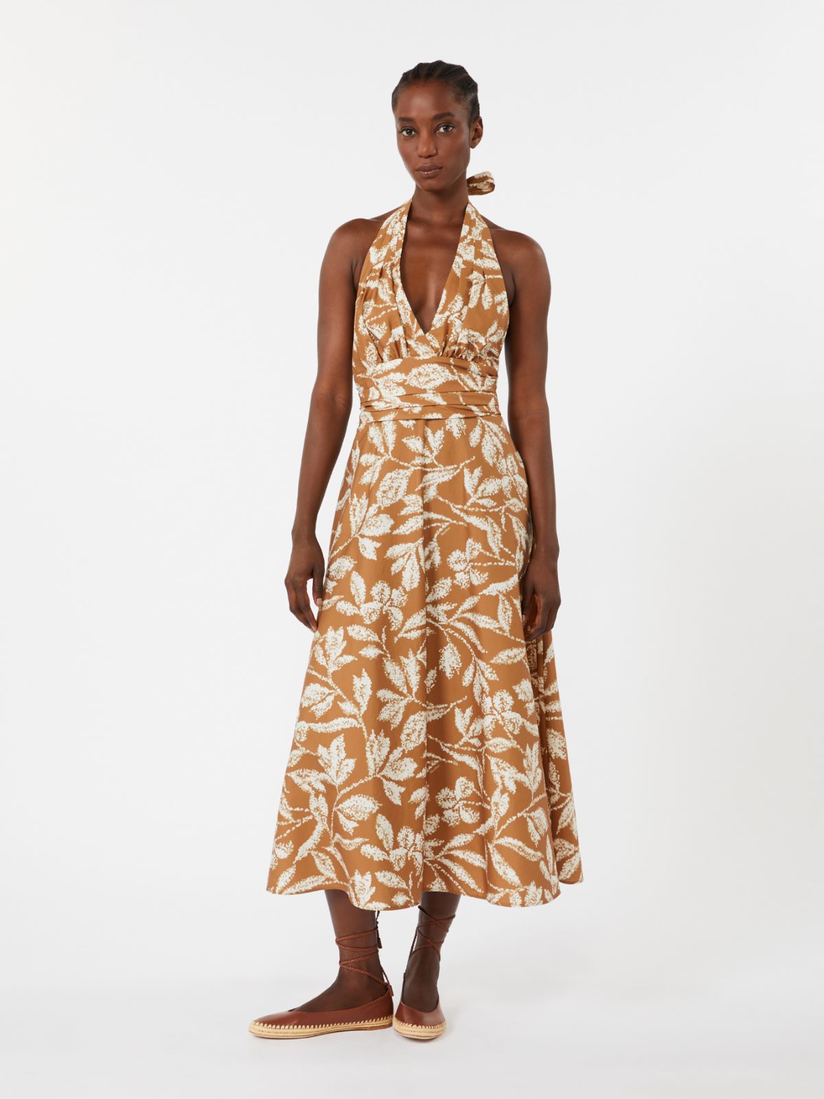 Langes bedrucktes Popeline-Kleid - KARAMELL - Max Mara - 10