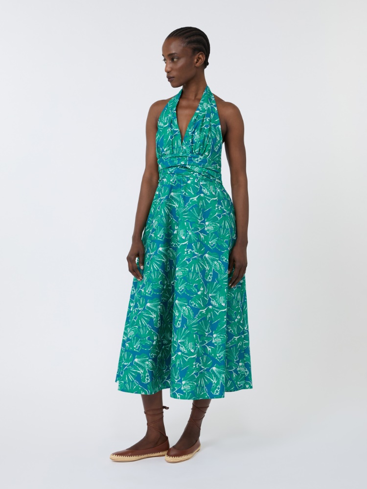 Long dress in printed poplin - EMERALD - Max Mara - 1