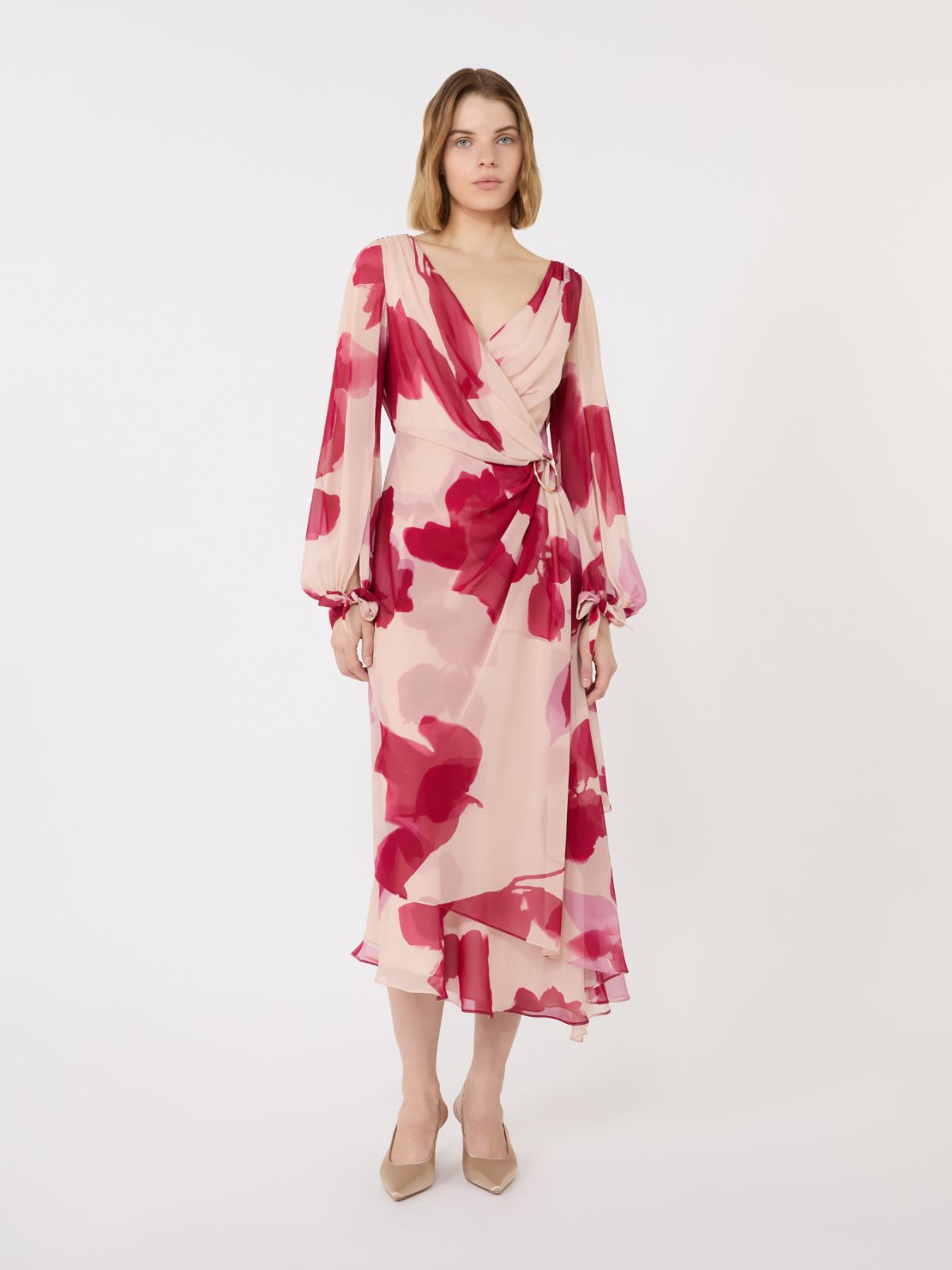 Kleid aus bedruckter Georgette - BEIGE - Max Mara - 2