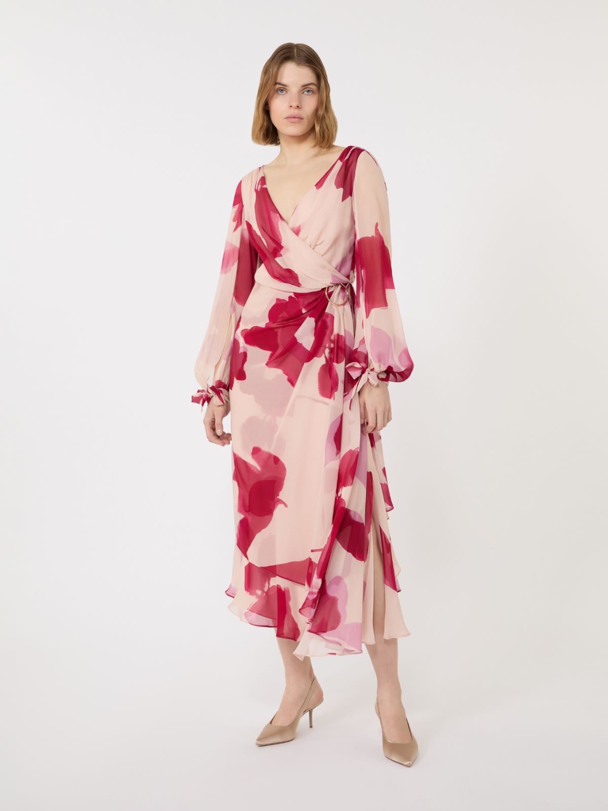 Kleid aus bedruckter Georgette - BEIGE - Max Mara