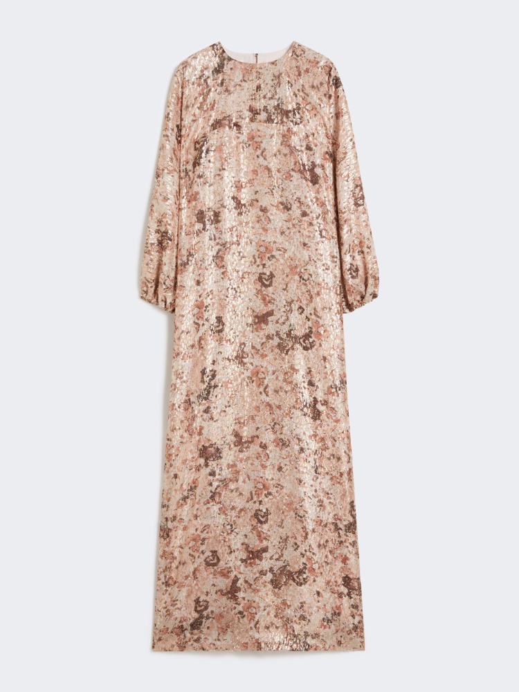 Long fil coupé and printed lamé dress - ROSE GOLD - Max Mara