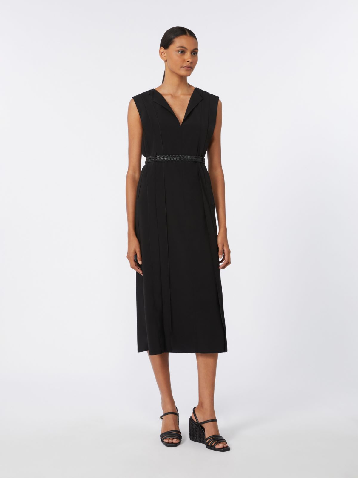 Sleeveless envers satin dress - BLACK - Max Mara - 2