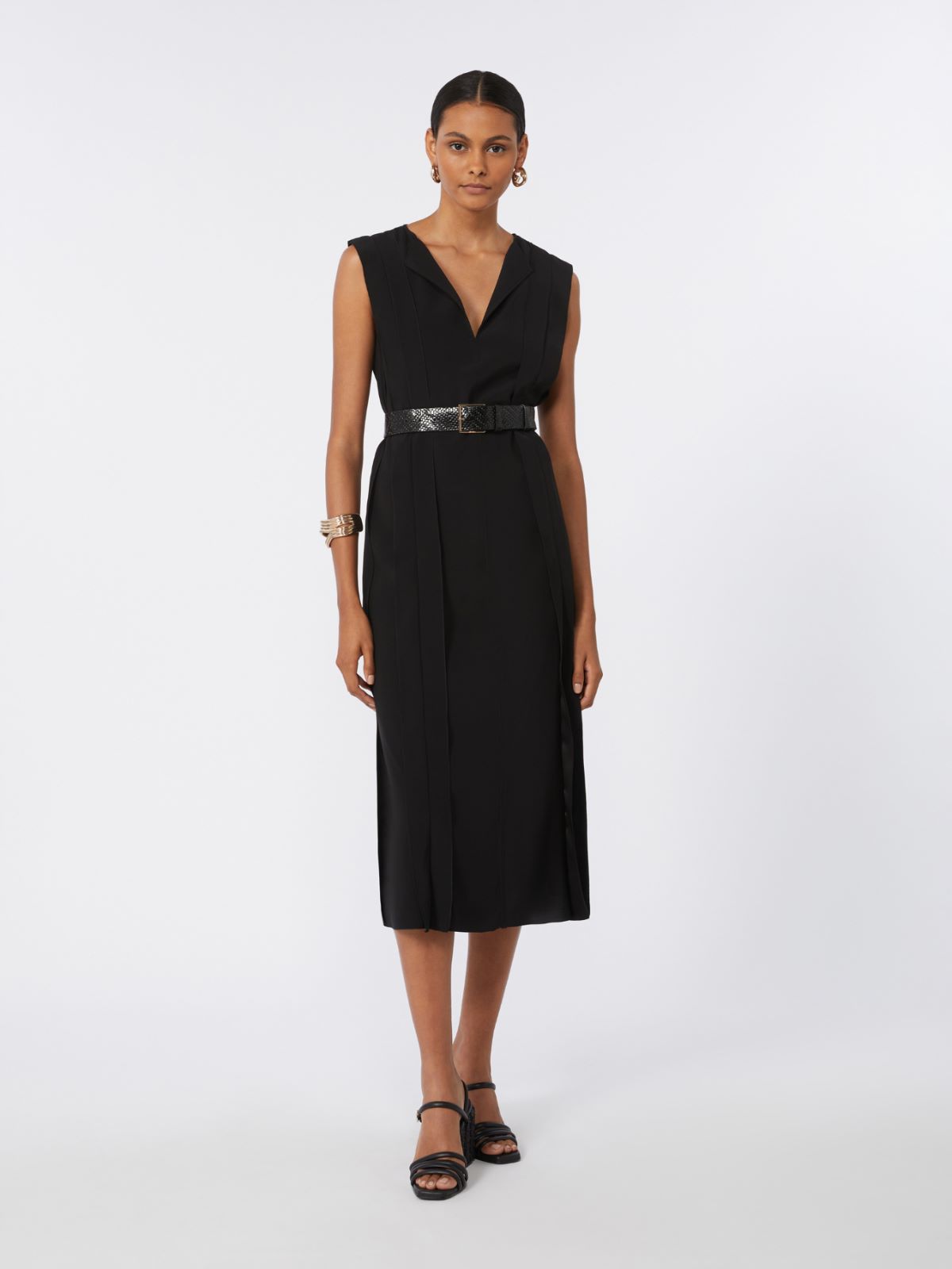 Sleeveless envers satin dress - BLACK - Max Mara