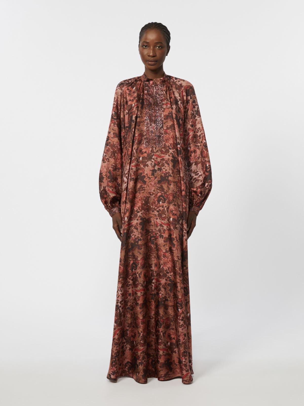 Flared printed silk dress - BORDEAUX - Max Mara - 5