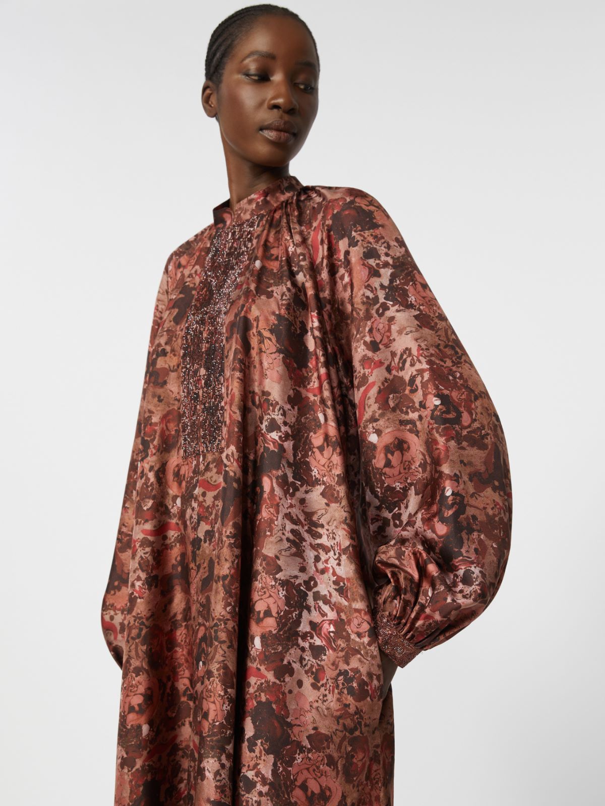Flared printed silk dress - BORDEAUX - Max Mara - 5