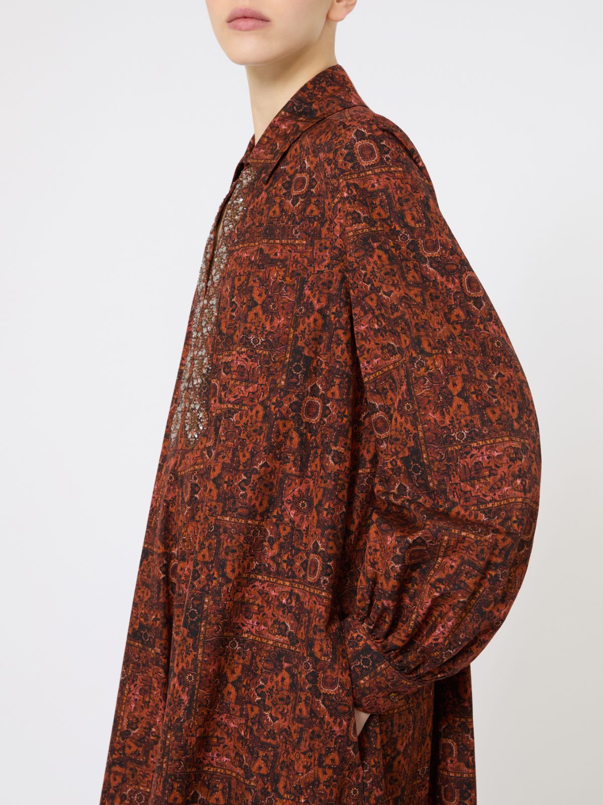 Printed cotton kaftan dress - CARAMEL - Max Mara - 6