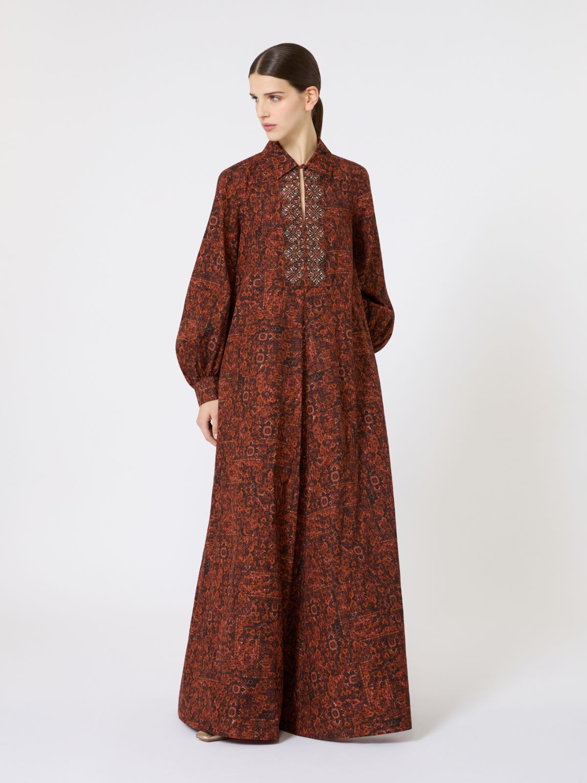Printed cotton kaftan dress - CARAMEL - Max Mara