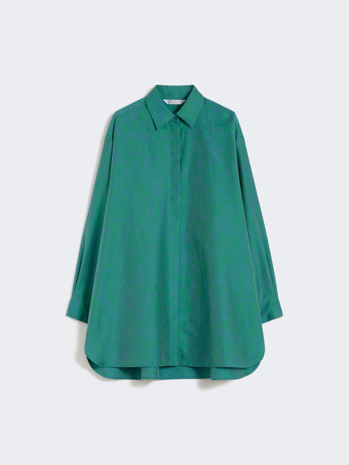 Robe-chemise en coton et soie imprimée - VERT - Max Mara - 6