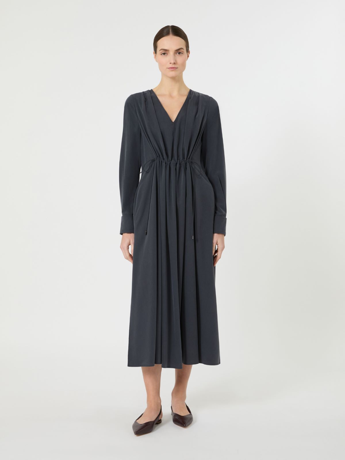 Washed silk canvas dress - ULTRAMARINE - Max Mara - 5