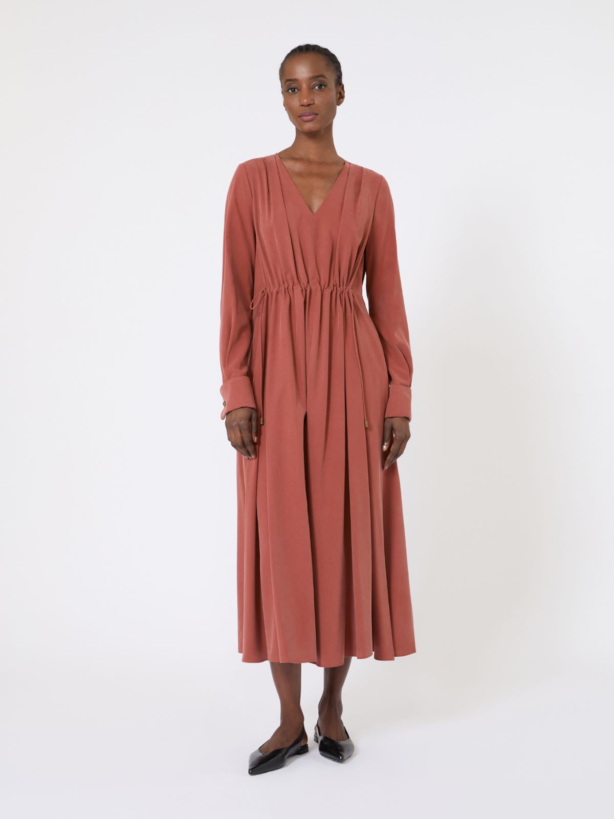 Washed silk canvas dress - TERRA COTTA - Max Mara - 6