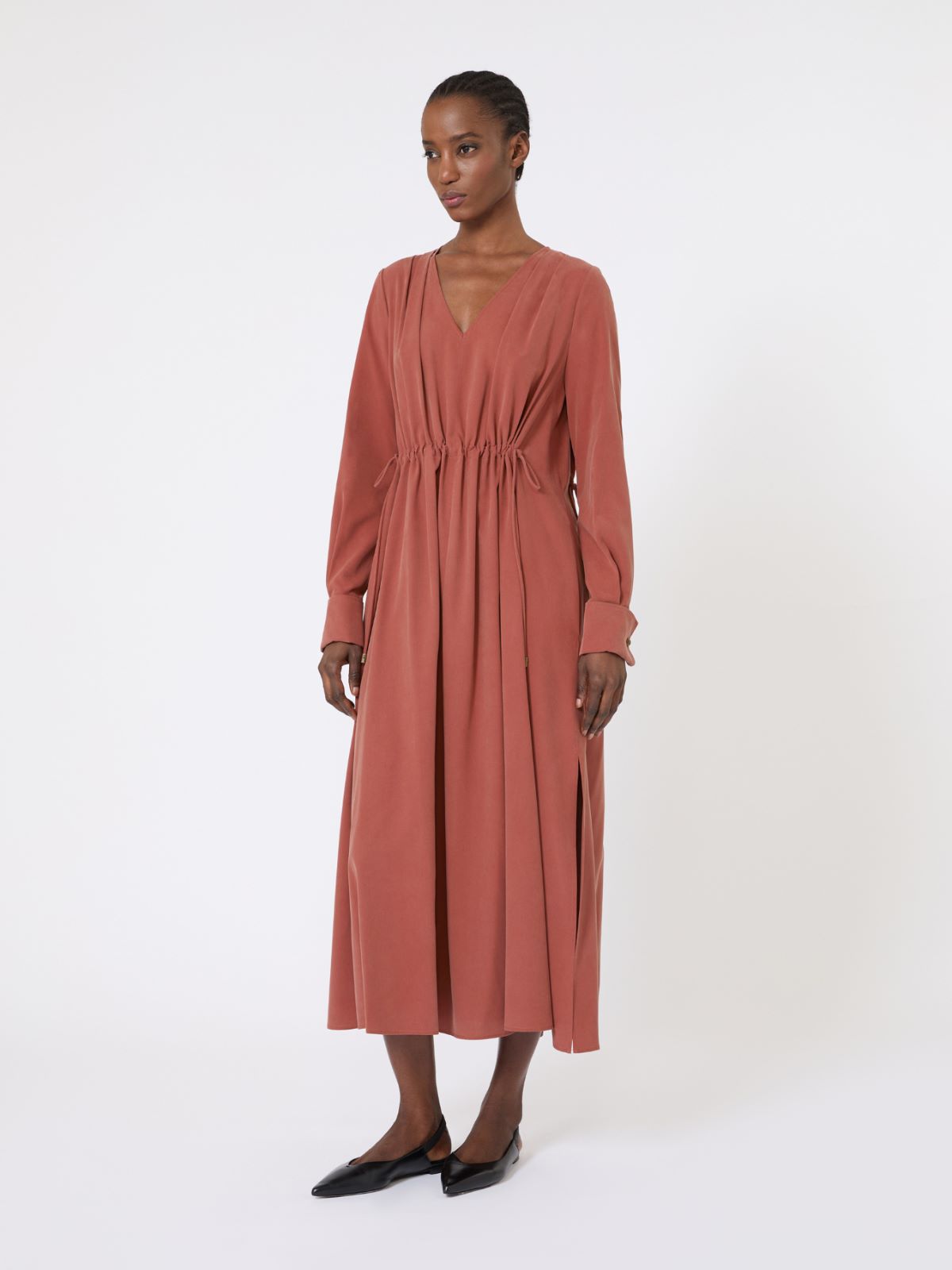Washed silk canvas dress - TERRA COTTA - Max Mara