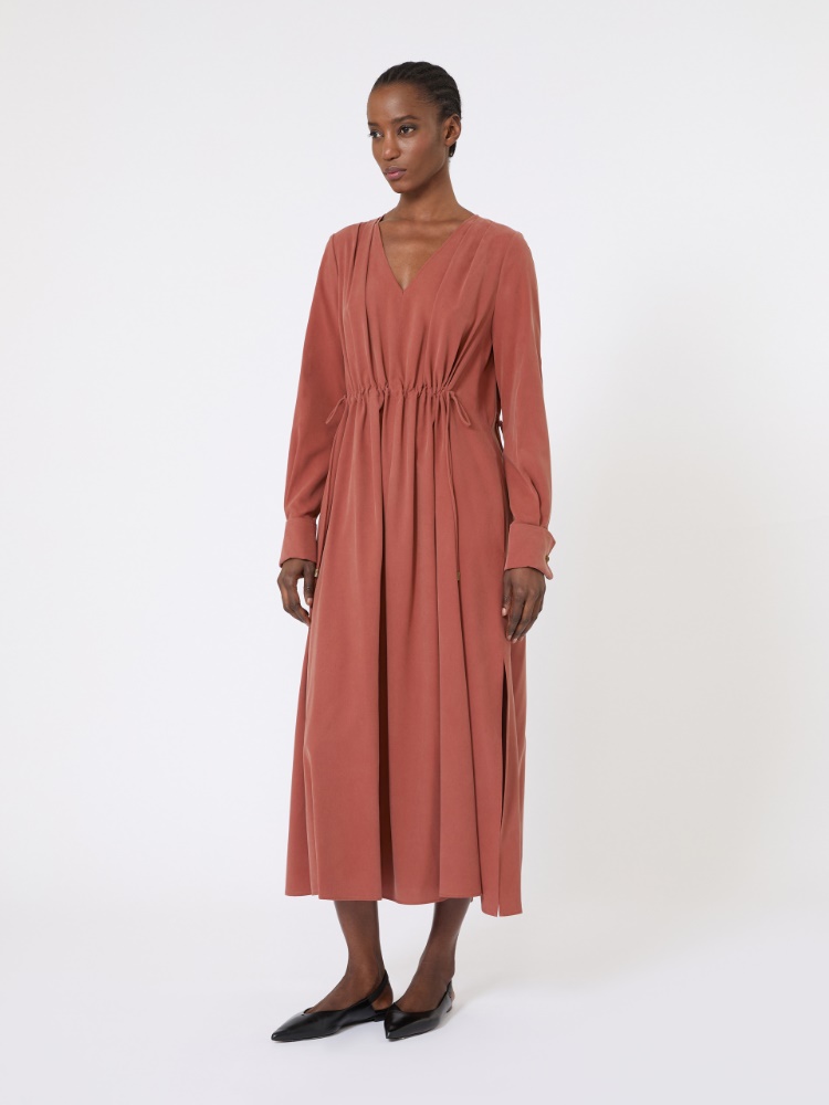 Washed silk canvas dress - TERRA COTTA - Max Mara