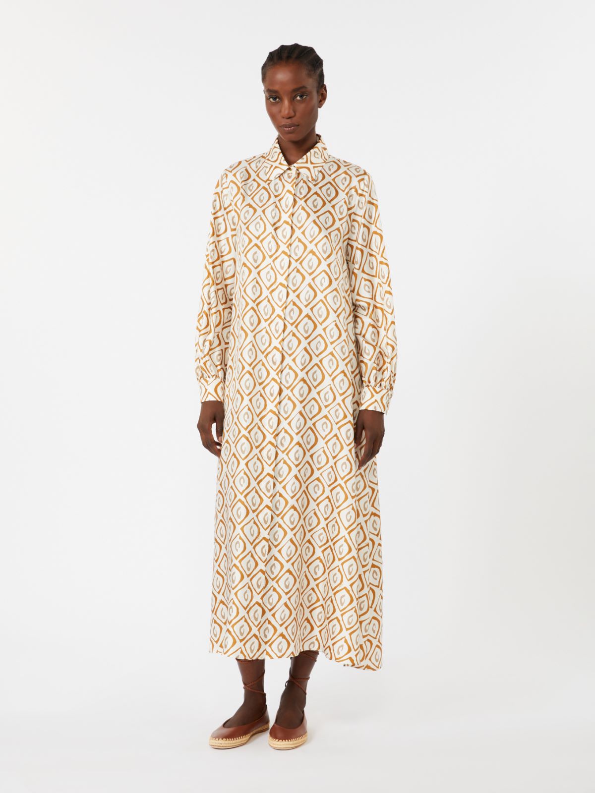 Printed silk twill shirt dress - BEIGE - Max Mara - 2