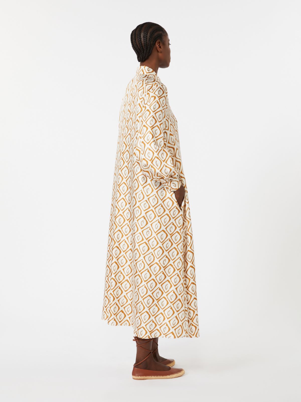 Printed silk twill shirt dress - BEIGE - Max Mara - 3