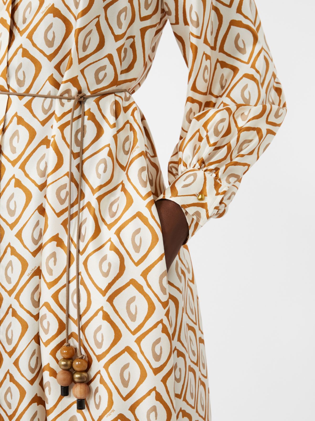 Printed silk twill shirt dress - BEIGE - Max Mara - 4