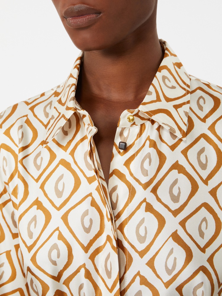 Printed silk twill shirt dress - BEIGE - Max Mara - 5
