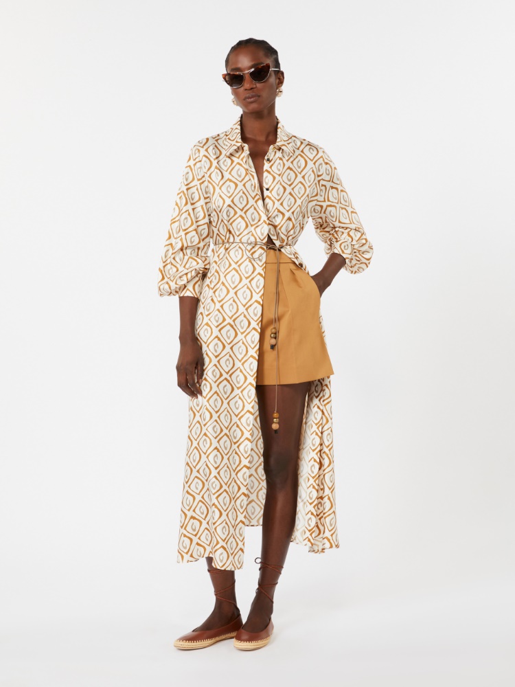 Printed silk twill shirt dress - BEIGE - Max Mara