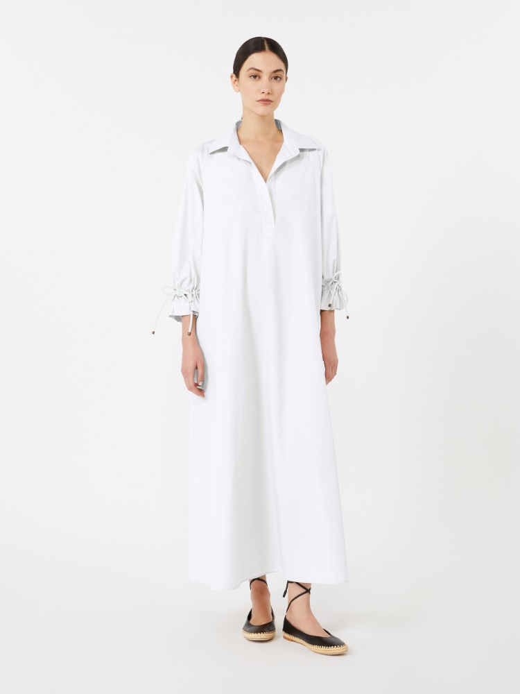 Oversized cotton poplin dress - OPTICAL WHITE - 2
