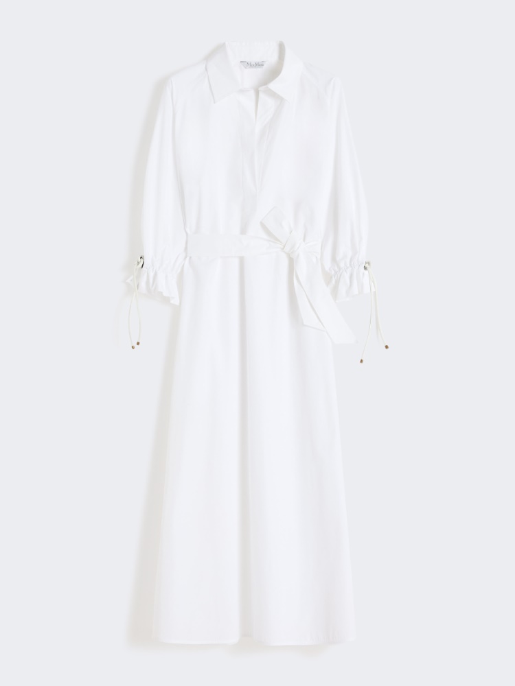 Oversized cotton poplin dress - OPTICAL WHITE - 4