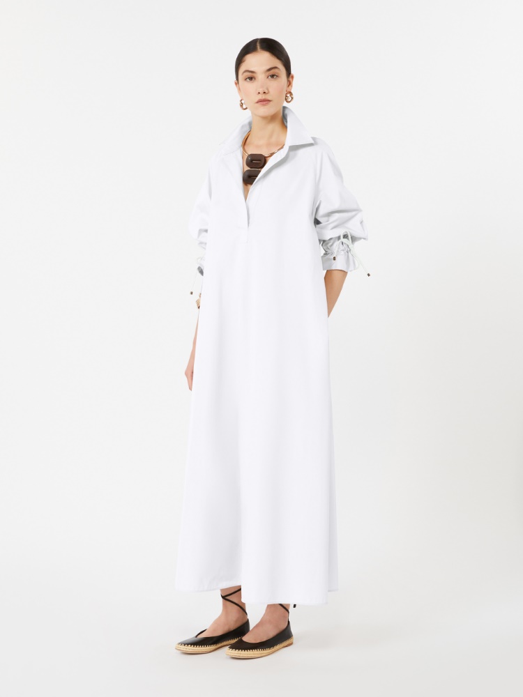 Oversized cotton poplin dress - OPTICAL WHITE - 1
