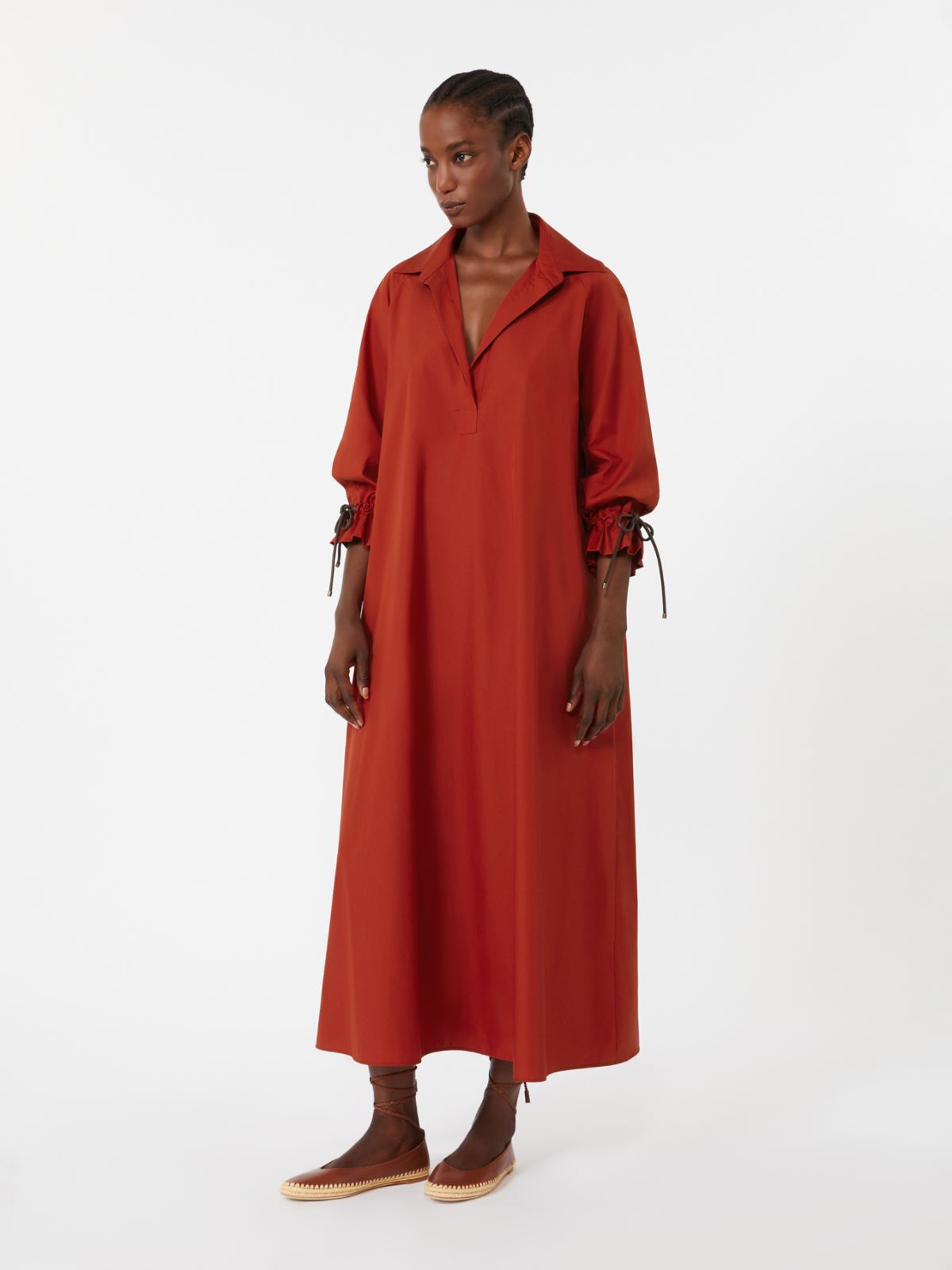 Oversize-Kleid aus Baumwollpopeline - ROT - Max Mara - 9