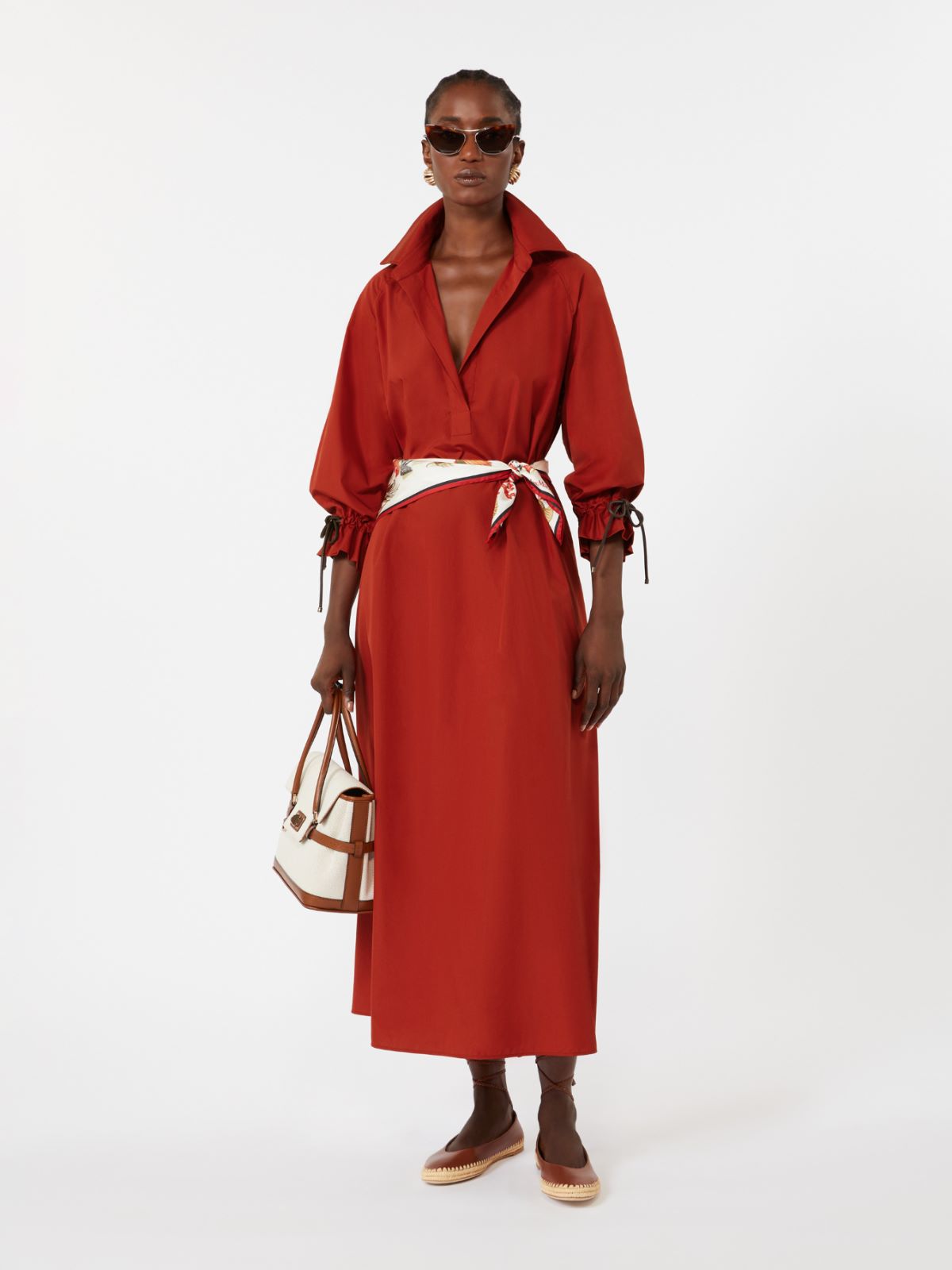 Oversize-Kleid aus Baumwollpopeline - ROT - Max Mara - 9